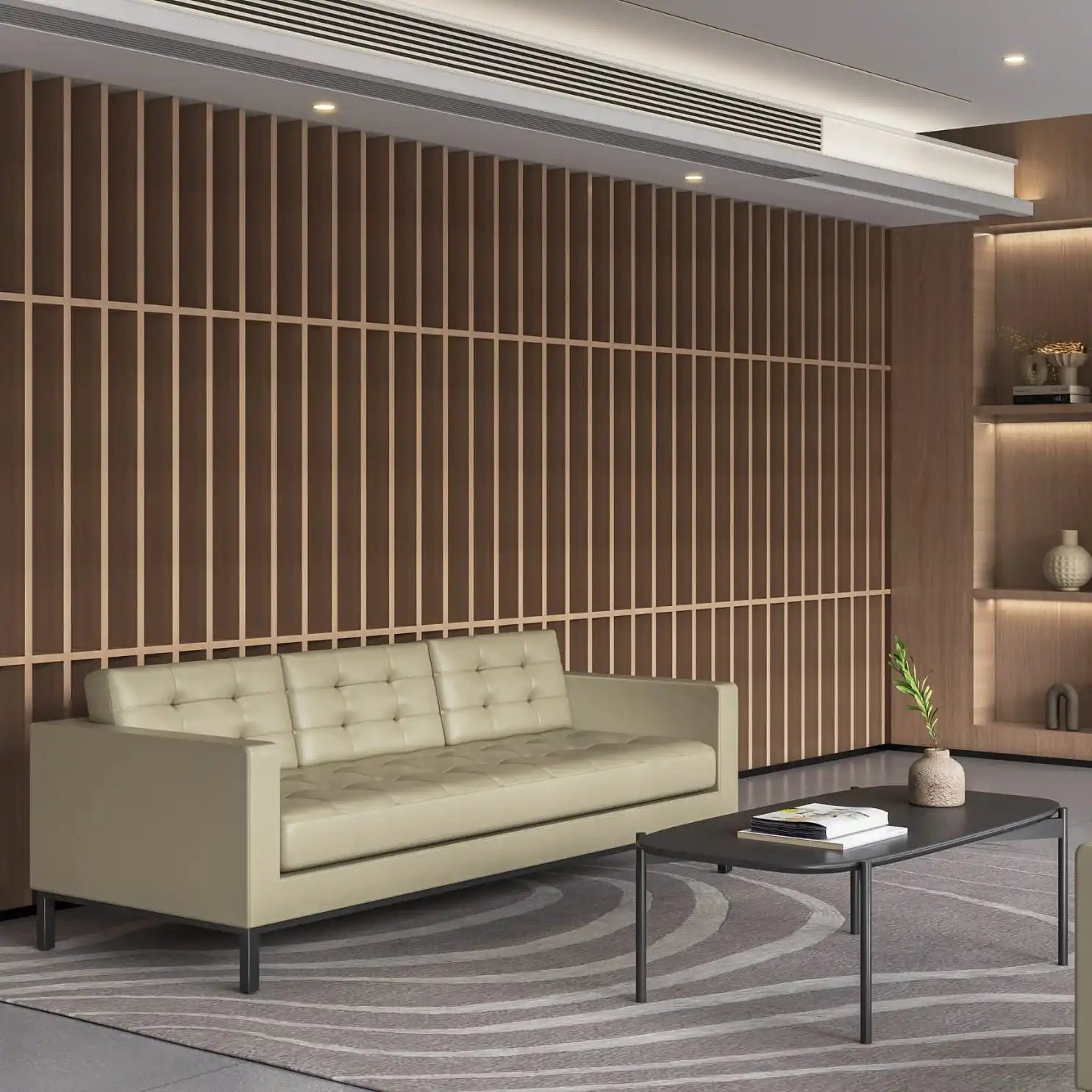 Grands Furniture SF05 Modern Executive Leather Sofa - Luxury Office Reception Seating