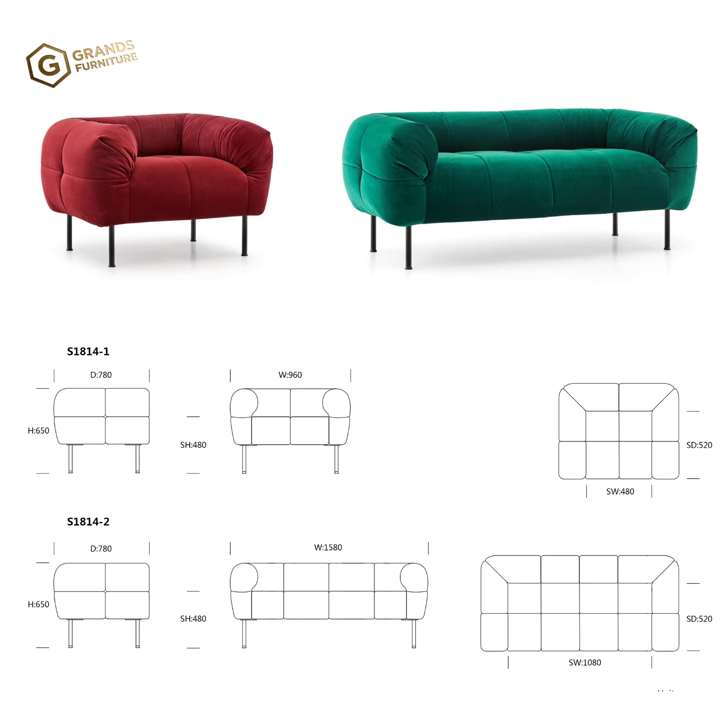 Grands-Furniture-Durable-Fabric-Sofa-Comfortable-green red