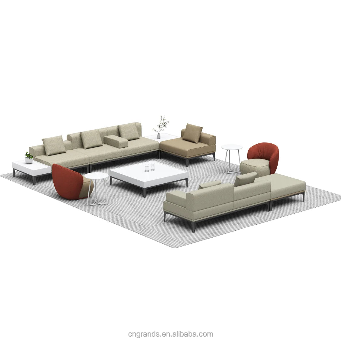 Grands Furniture GSF238 Modular Cubicle Couch - Commercial Fabric Sofa for Office Lounge