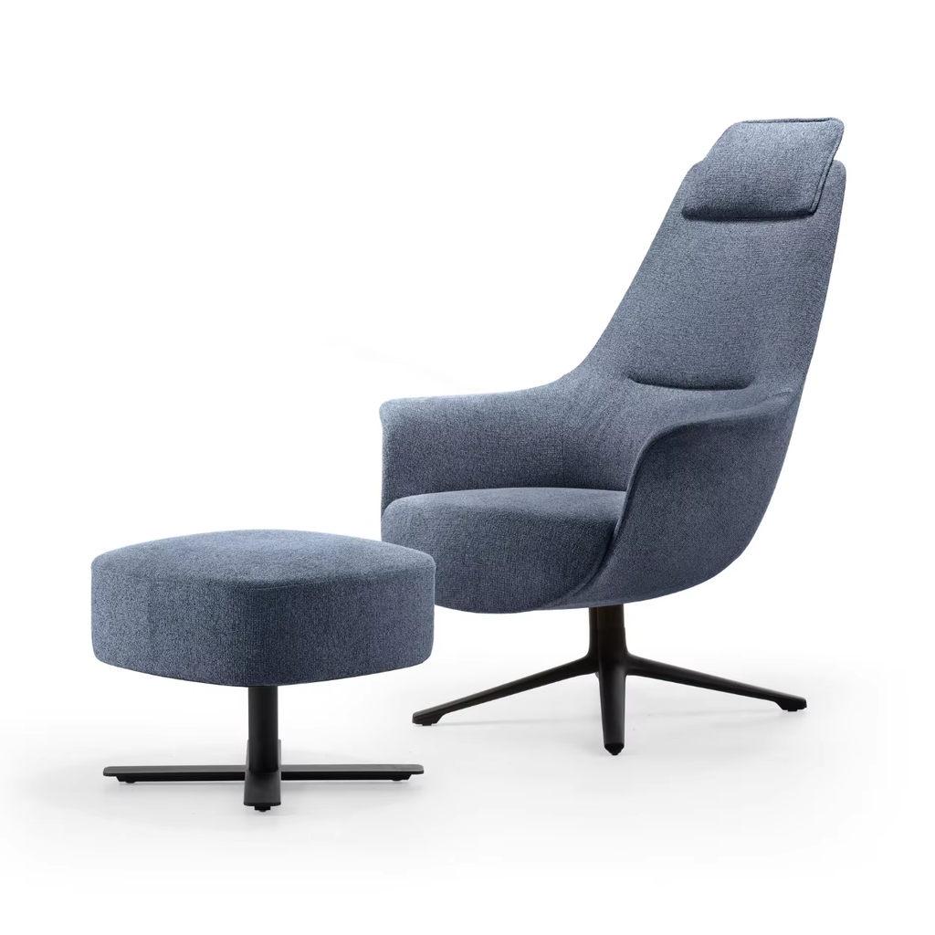 Grands Furniture Manufacturer Modern Simple Light Luxury Fabric Upholstered Hotel Office Rotating Armchair Sofa Leisure Chair