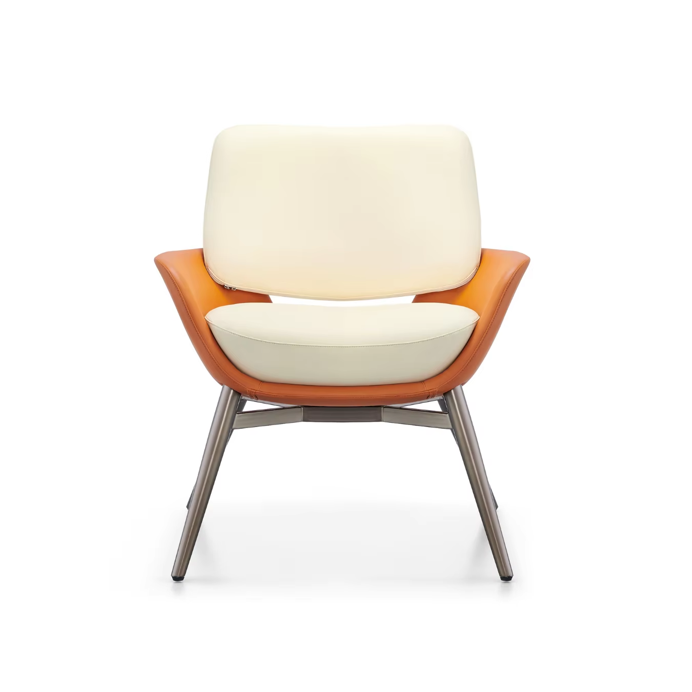 Modern Leather Accent Chair with Sturdy Stainless Steel Legs CW-39#