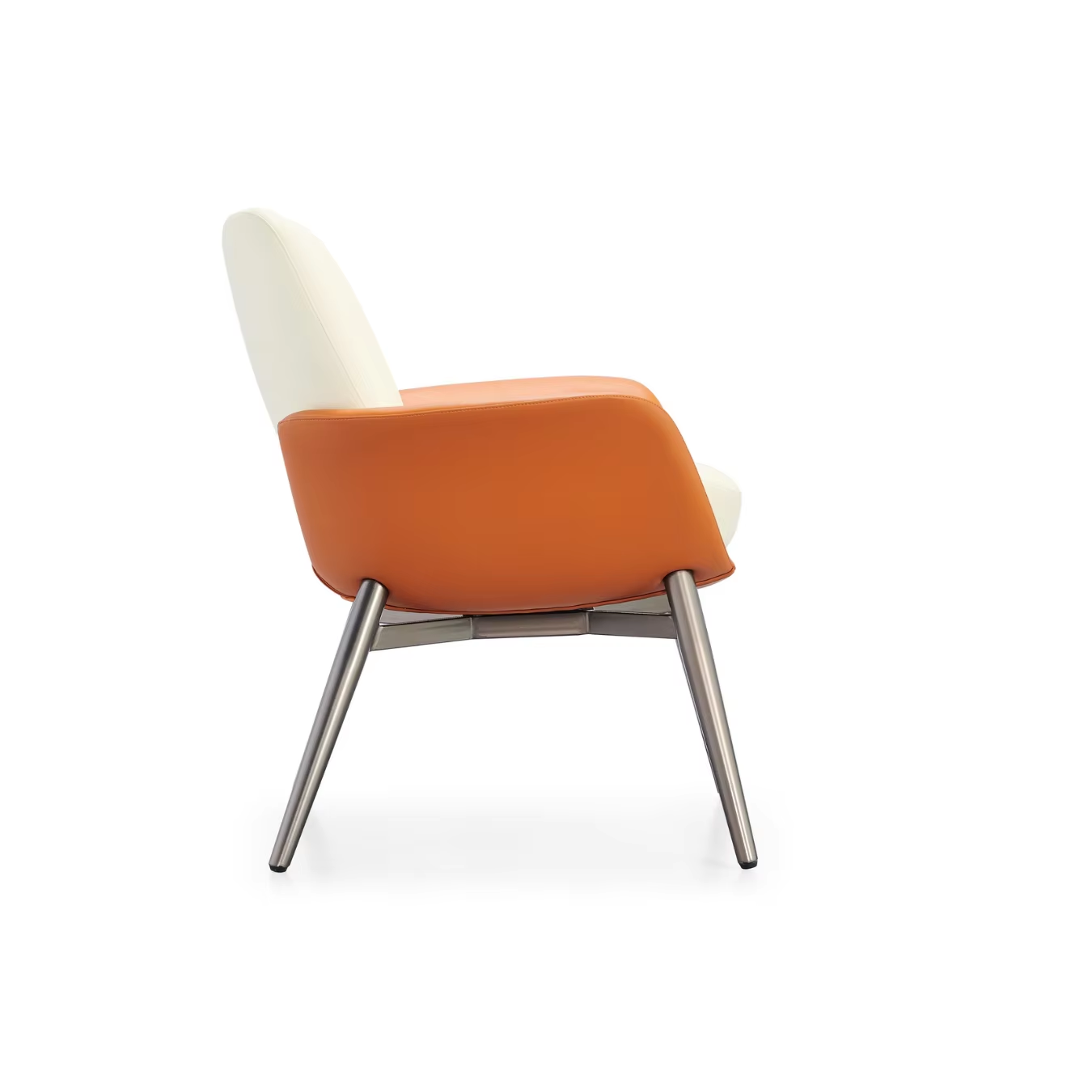Modern Leather Accent Chair with Sturdy Stainless Steel Legs CW-39#