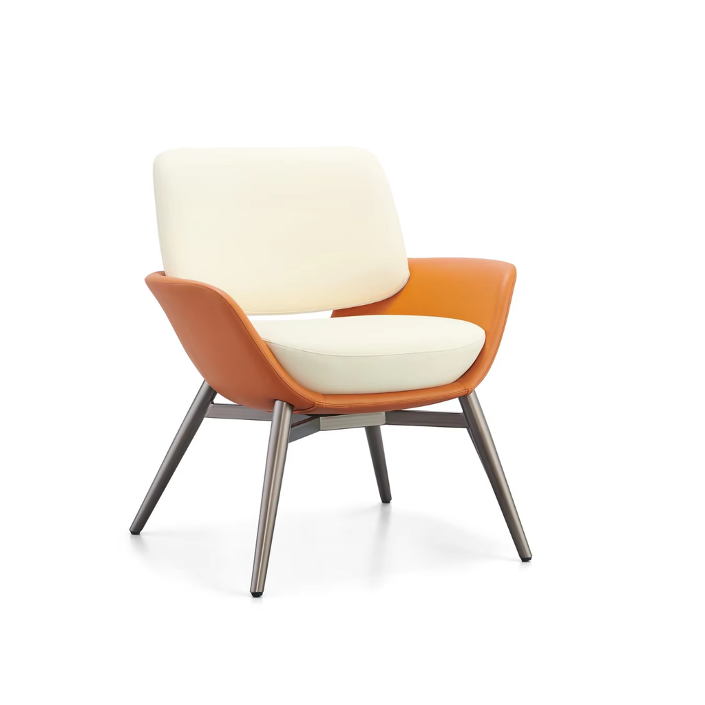 Modern Leather Accent Chair with Sturdy Stainless Steel Legs CW-39#