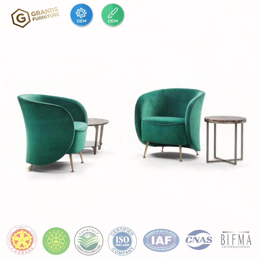 Grands Furniture VK Series Modern Curved Barrel Chair - Luxury Swivel Accent Armchair with Bentwood Shell for Office & Lounge