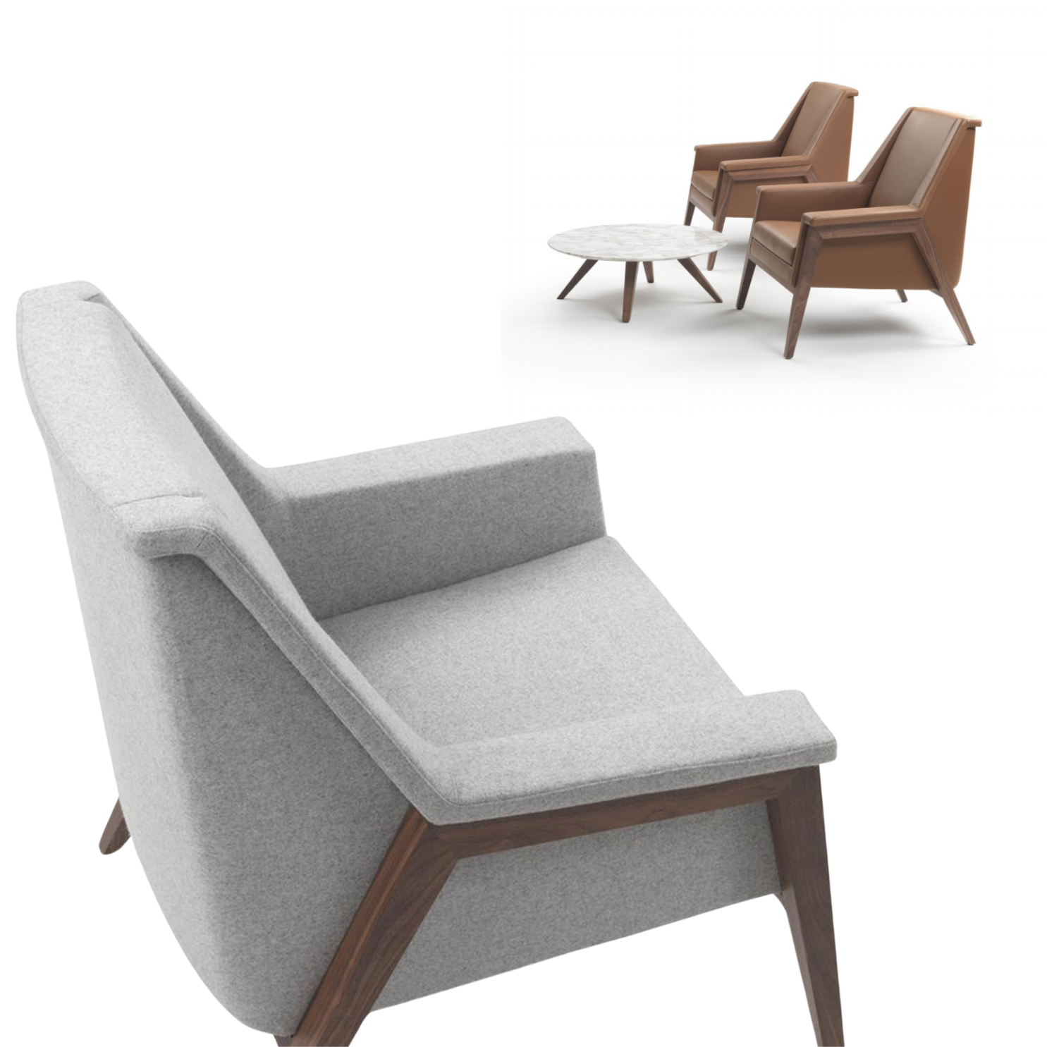 Grands Furniture MG-01 Magi Modern Lobby Leisure Chair - Solid Ash Wood Accent Armchair for Office & Hotel