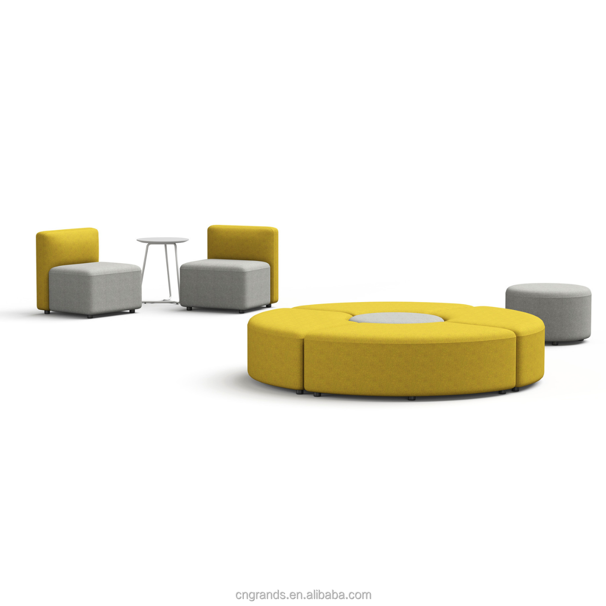 Grands Furniture D20 Round-Shaped Velvet Sectional Sofa Set - Modern Office Lobby Waiting Area