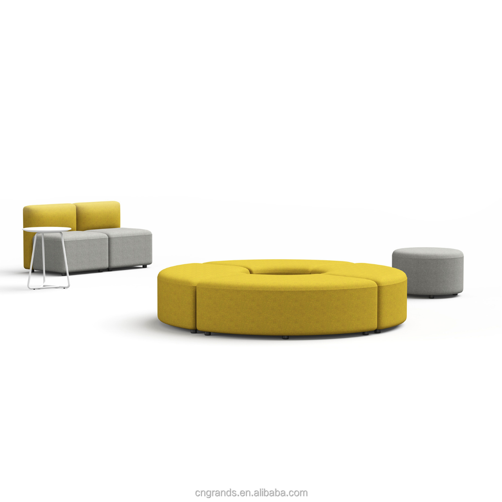 Grands Furniture D20 Round-Shaped Velvet Sectional Sofa Set - Modern Office Lobby Waiting Area