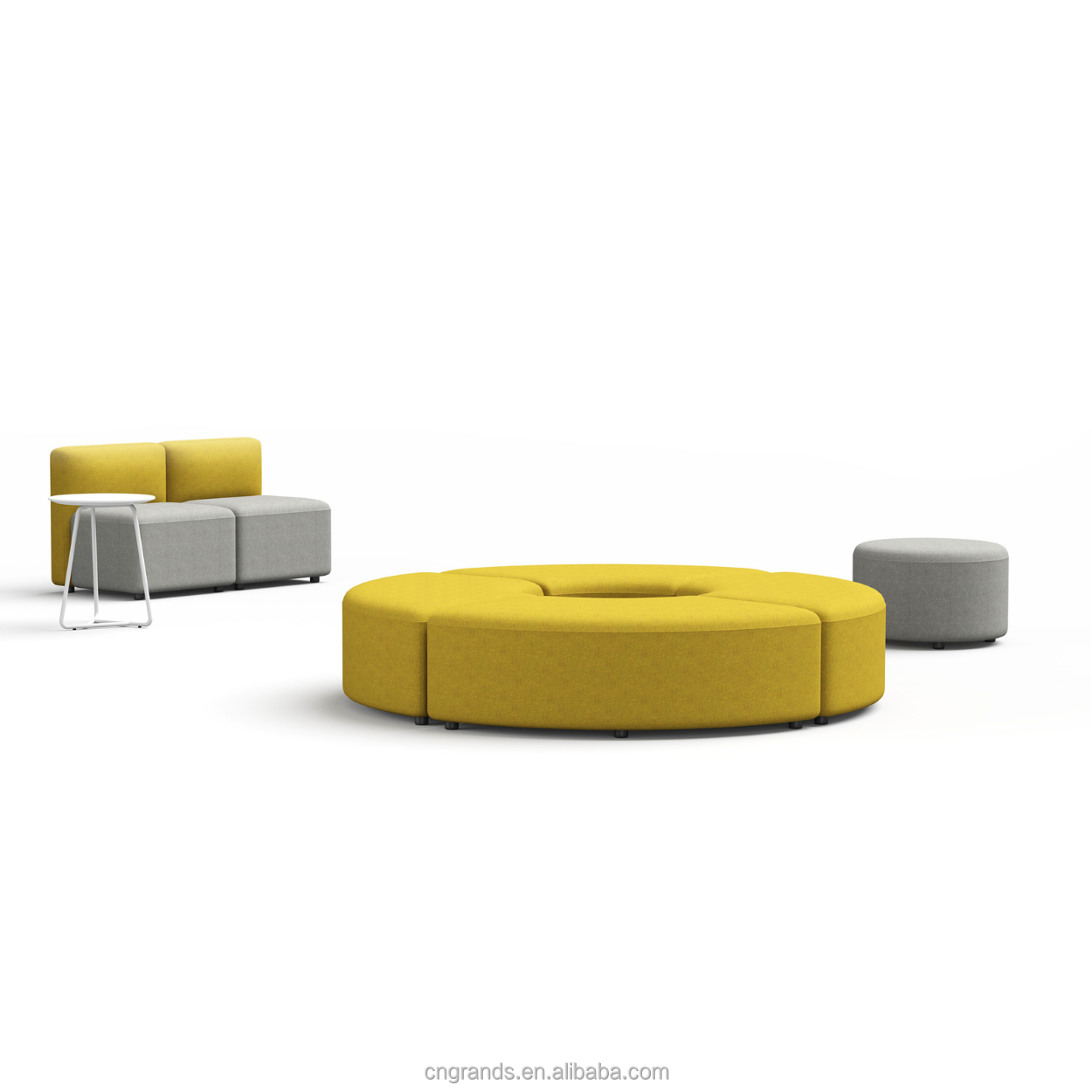 Grands Furniture D20 Round-Shaped Velvet Sectional Sofa Set - Modern Office Lobby Waiting Area