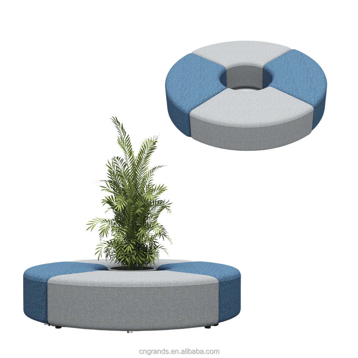 Grands Furniture D20 Round-Shaped Velvet Sectional Sofa Set - Modern Office Lobby Waiting Area