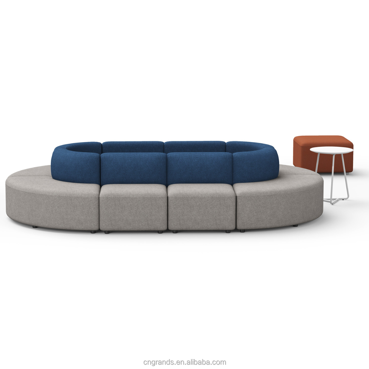 Grands Furniture D20 Round-Shaped Velvet Sectional Sofa Set - Modern Office Lobby Waiting Area