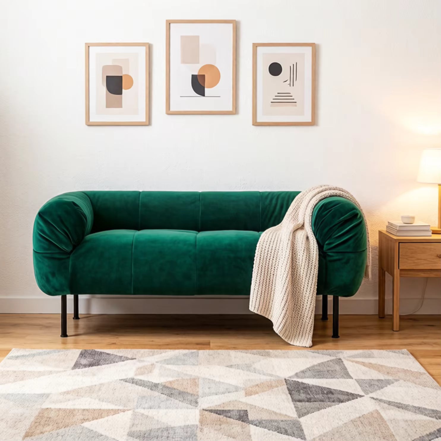 Grands Furniture Factory Durable Green Fabric Sofa Love seat Comfortable steel legs at home