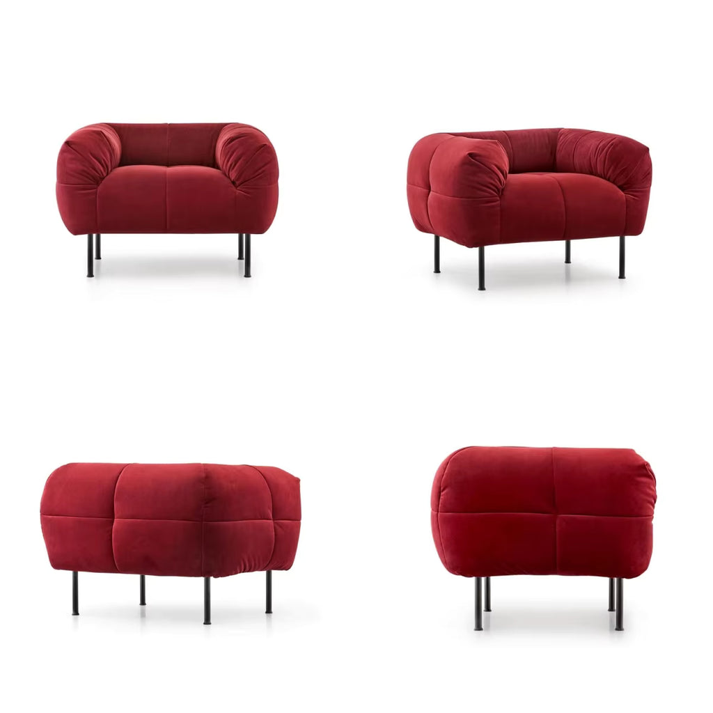 Grands Furniture Factory Durable Red Fabric Sofa Single seat Comfortable steel legs 