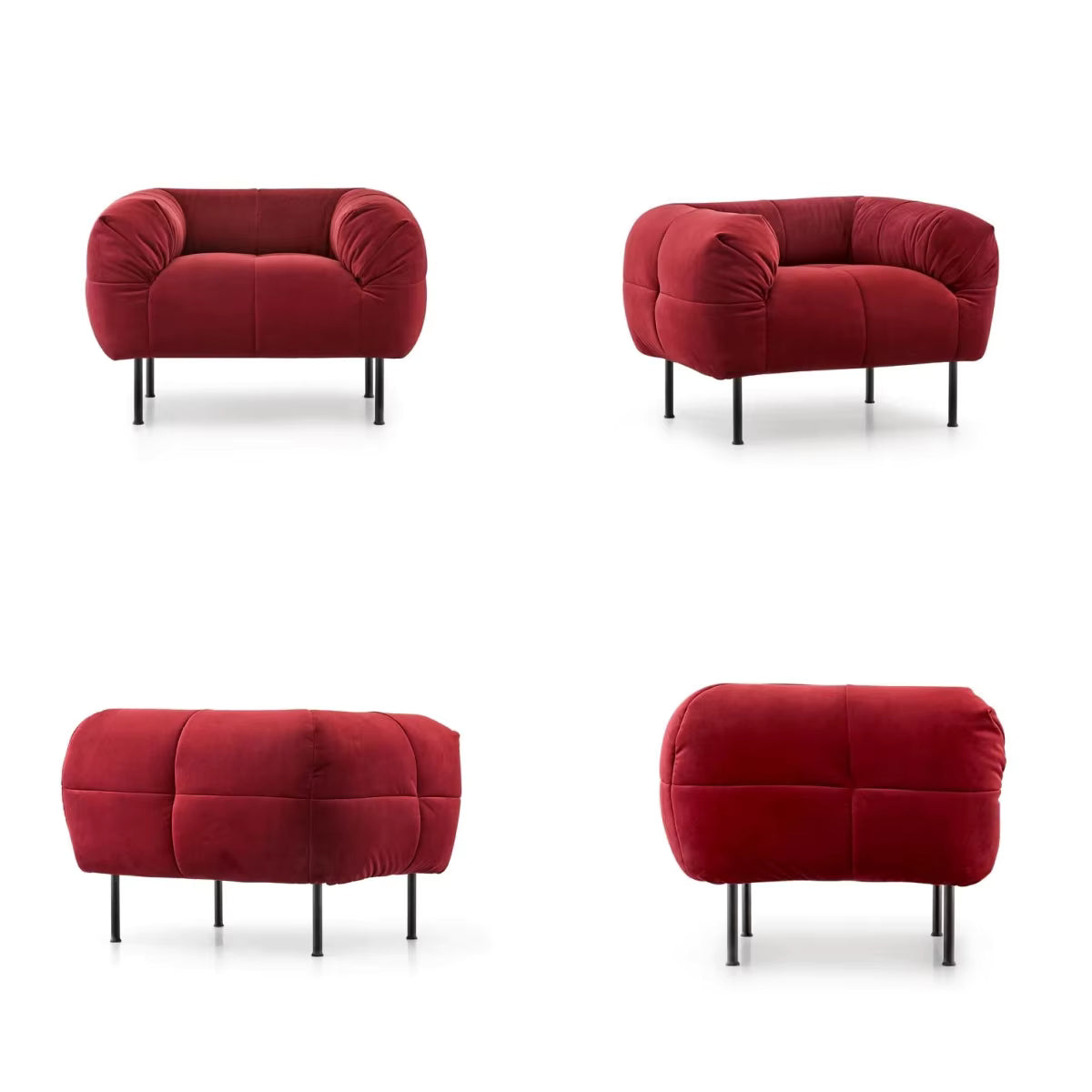 Grands Furniture Factory Durable Red Fabric Sofa Single seat Comfortable steel legs 