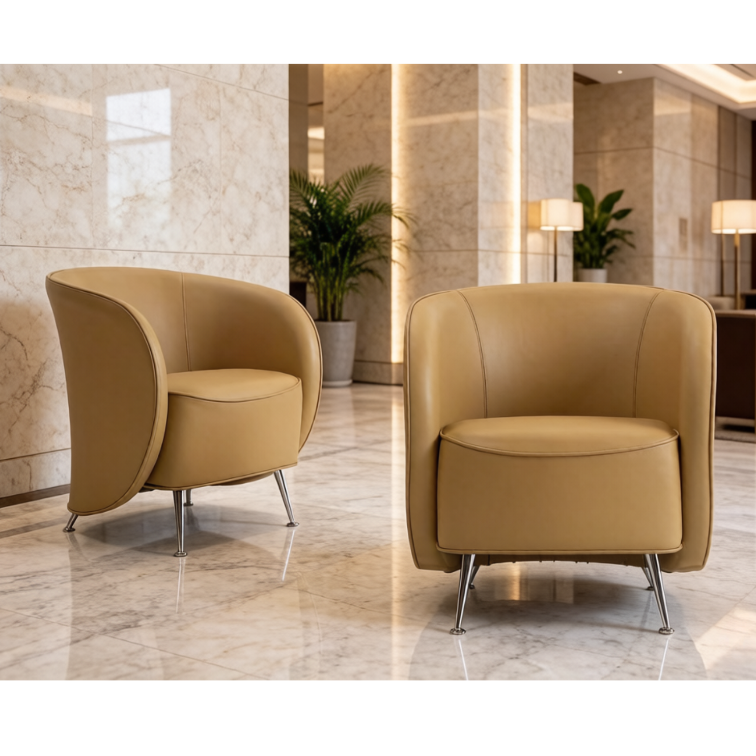 Grands Furniture VK Series Modern Curved Barrel Chair - Luxury Swivel Accent Armchair with Bentwood Shell for Office & Lounge