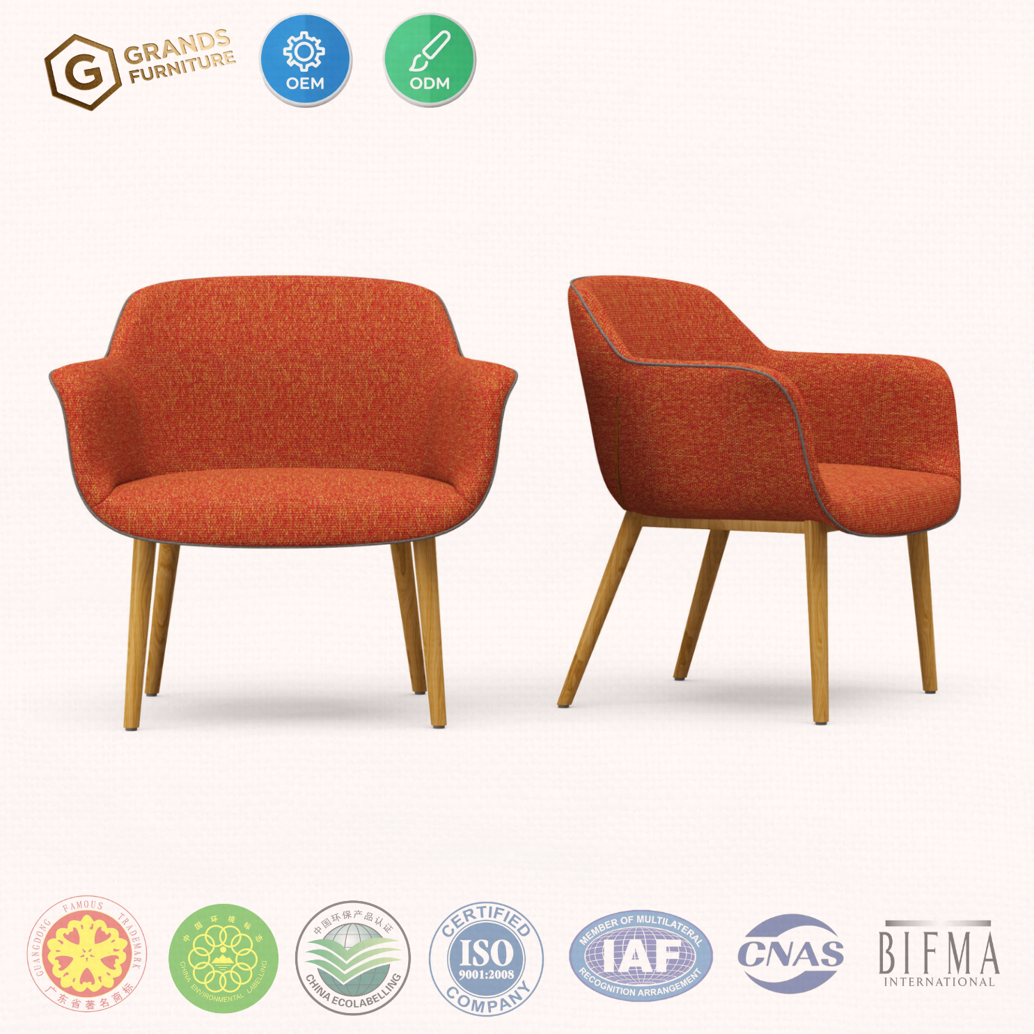 Nordic Accent Leisure Chair with Ash Wood Grain Metal Legs - Grands Furniture L31A
