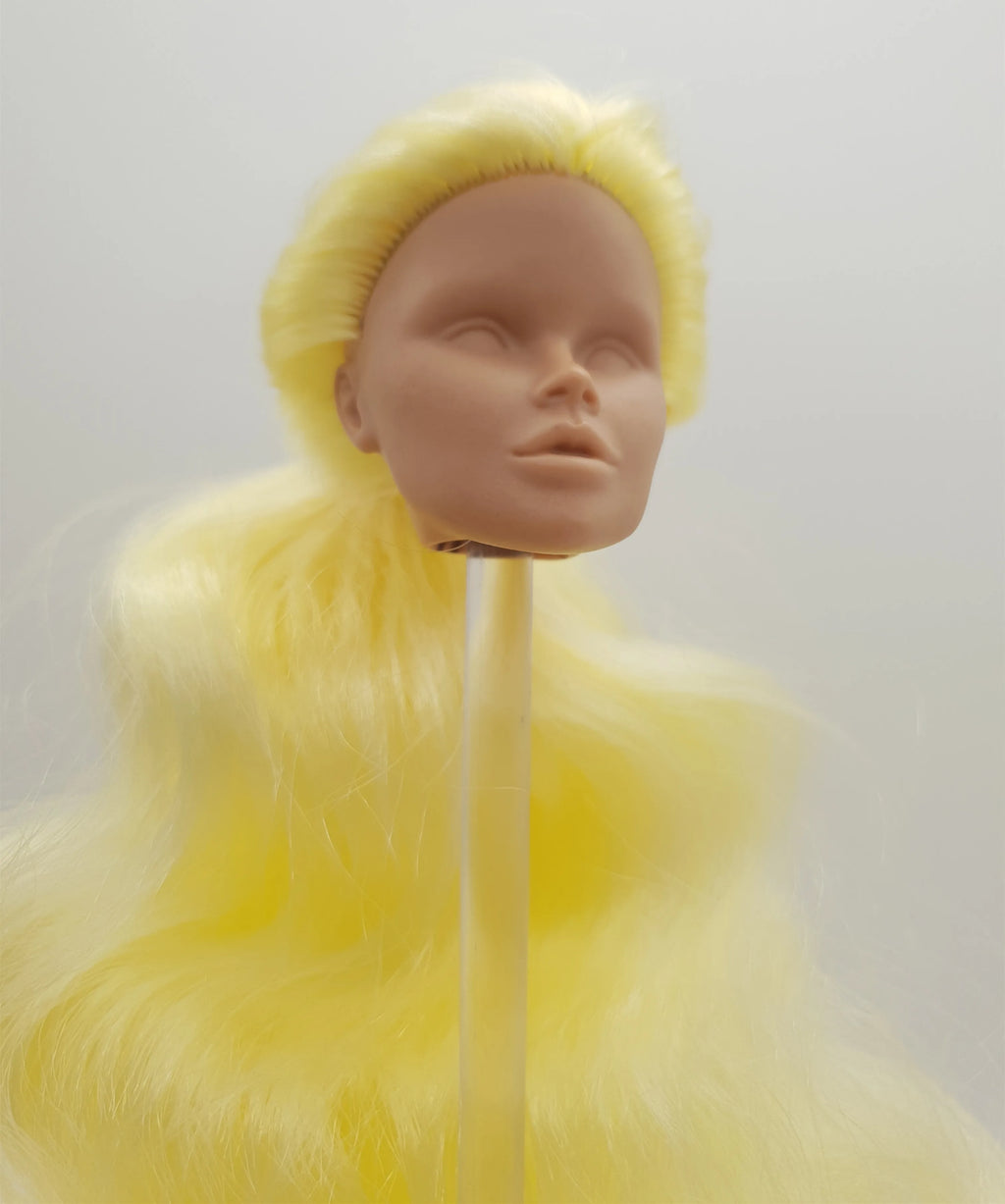 Fashion Royalty Vanessa Perrin Yellow Color Hair Rerooted FR White Skin Blank Face 1/6 Doll Head