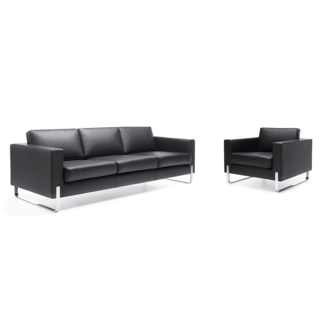 Metal Leg Leather Executive Office Sofa - Chuway-W25