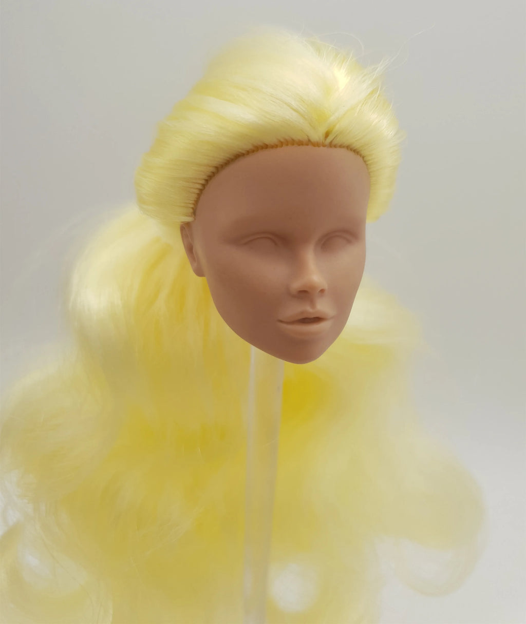 Fashion Royalty Vanessa Perrin Yellow Color Hair Rerooted FR White Skin Blank Face 1/6 Doll Head
