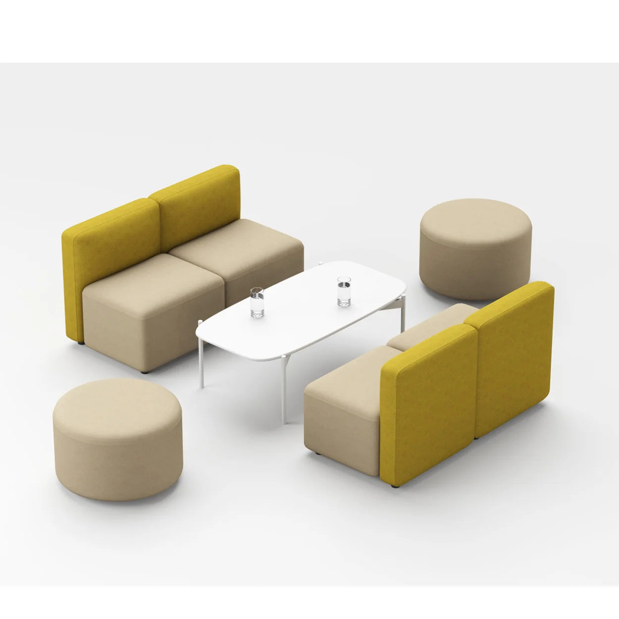 Grands Furniture D20-Z Straight Velvet Modular Couch - Office Lobby & Waiting Leisure Seating