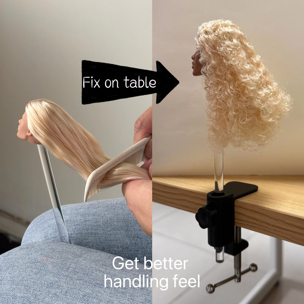 Supawit Toys Hands-Free Doll Head Stand for Effortless Wig Making & Hairstyling Sticker Holder