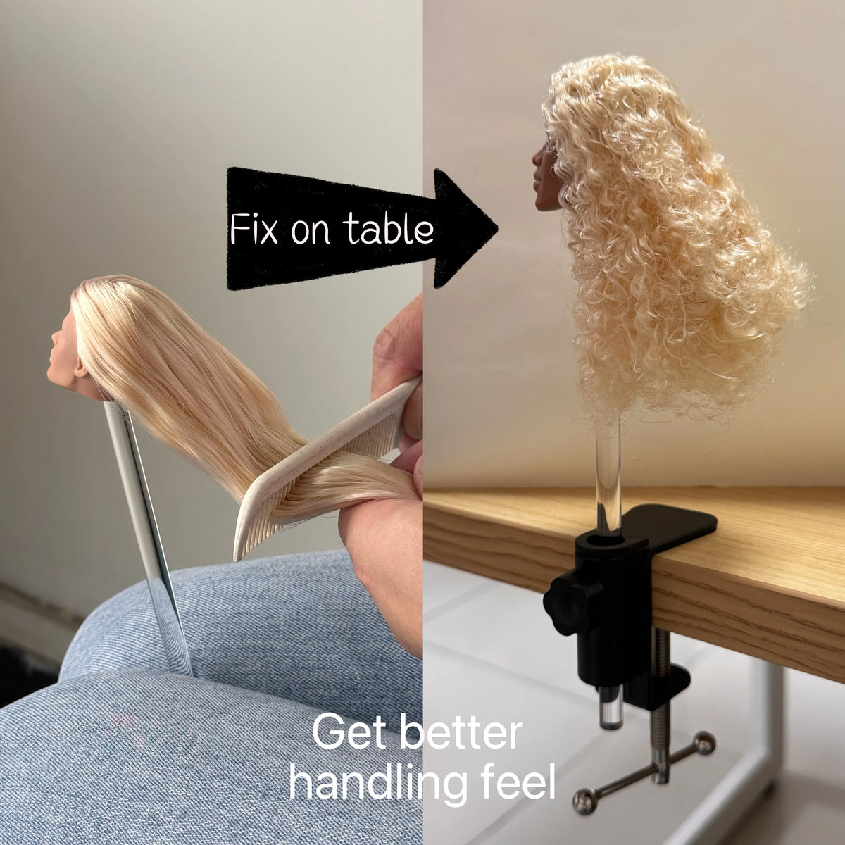Supawit Toys Hands-Free Doll Head Stand for Effortless Wig Making & Hairstyling Sticker Holder