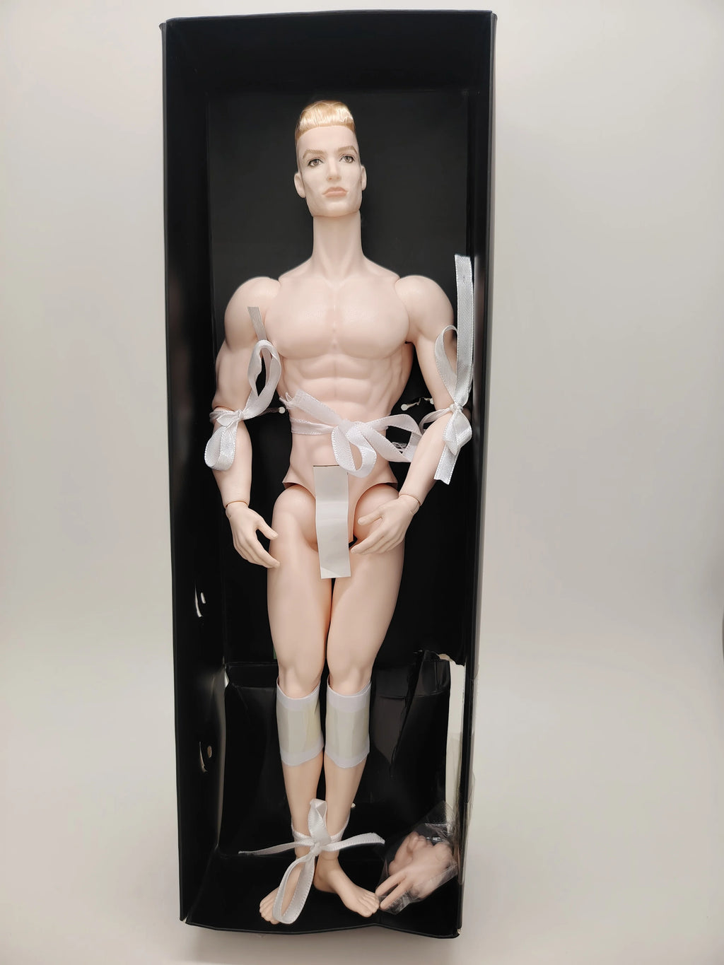 Fashion Muscle Male Body Head White Skin 1/6 Scale Mizi Adonis Nude Doll and Extra Hands