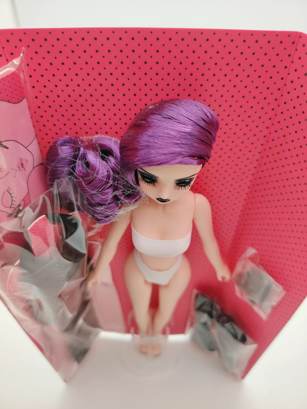 Super Mico Purple Hair Black Dress Girl 1/6 Scale Doll