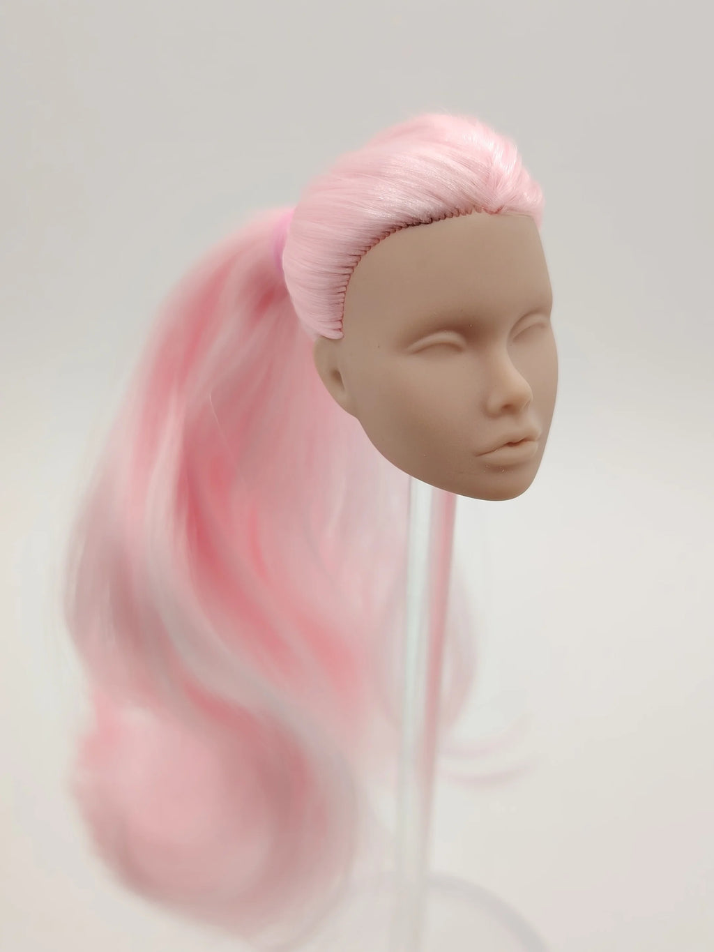 Poppy Parker Blank Face Doll Head 1/6 12 Inch Fashion Royalty Japan Skin Light Pink Rerooted Hair  Head Only