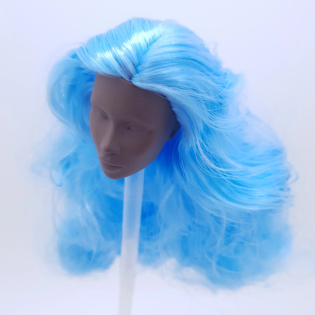 Fashion Royalty Nu.face Adele Makeda Dark A Skin Blank Face Blue Hair Reroot integrity 1/6 Doll Head
