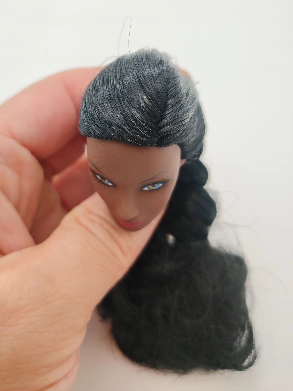 Fashion Royalty 1:6 Scale Dark A Skin Black Hair Rerooted Janay Doll Head
