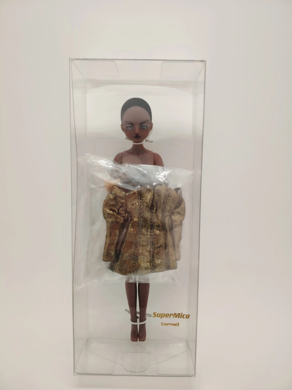 Fashion Young SuperMico Girl 1/6 Scale with Black Flok Hair And Outfit Set Collectible Doll